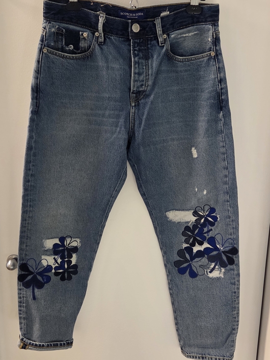 Scotch & Soda Denim - Scotch & Soda Blue Floral Appliqué Women’s Jeans
